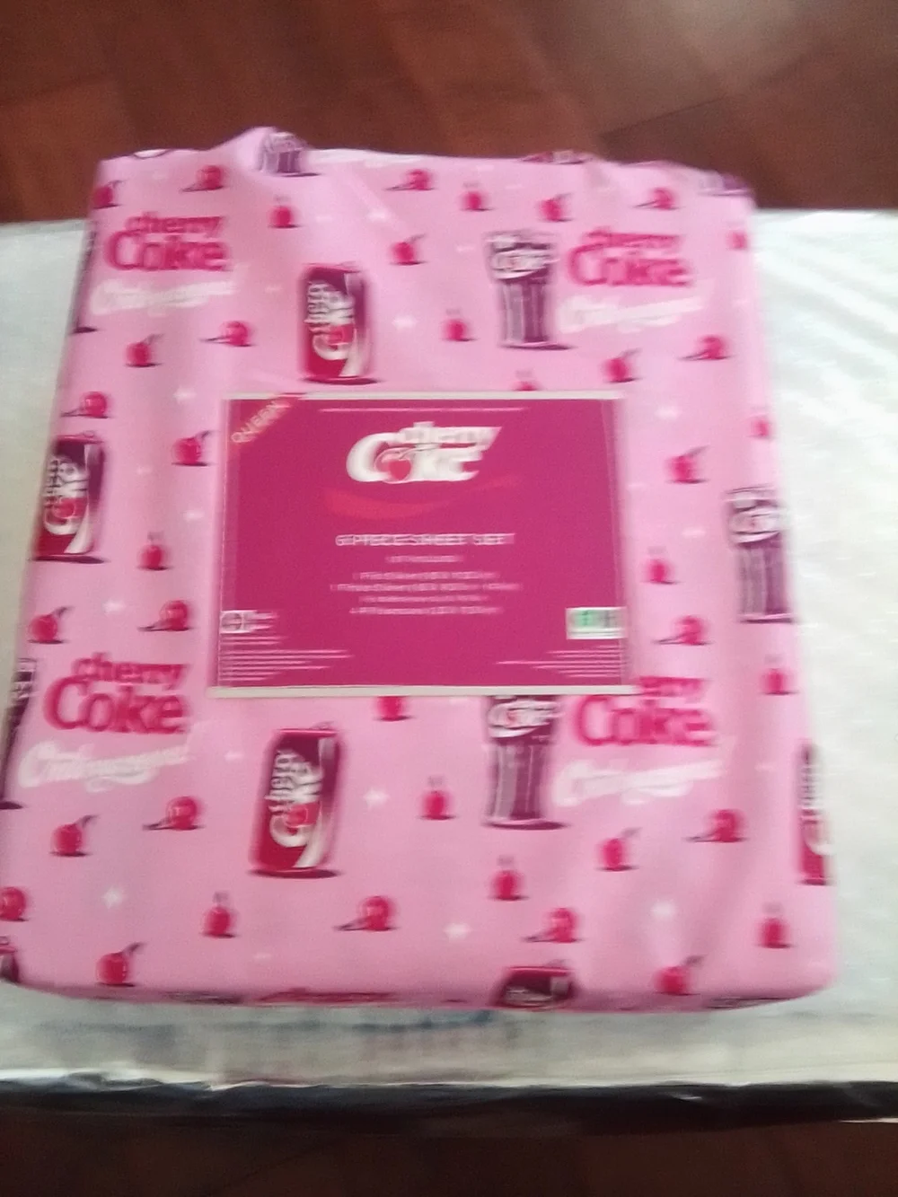 Coca Cola Cherry Coke Pink Printed Home Bedding Sheet Set